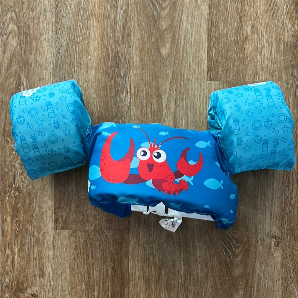 Playful Blue and Red Swim Diaper Cover with Crab Design
